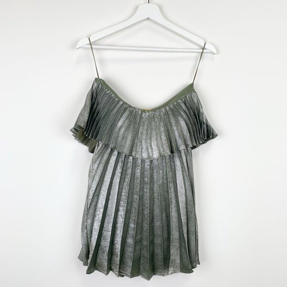 NWT Ramy Brook Ryleigh Metallic Pleated Mini Dress Size US 2 - Picture 5 of 12